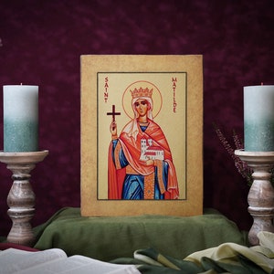 Icon Saint Matilda Mathilda Hand made Icoon  Ikone Icona perfect present, religious picture, beautiful icon, religious icon, Baptism gift