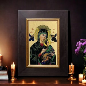 Painting Our Lady of Perpetual Help  Hand made Image Bild handmade icon, perfect present, religious picture, beautiful icon, religious icon