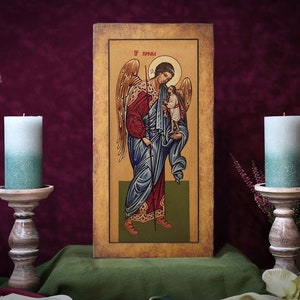 Icon Archangel Raphael Hand made perfect present, religious picture, beautiful icon, religious icon, Baptism gift