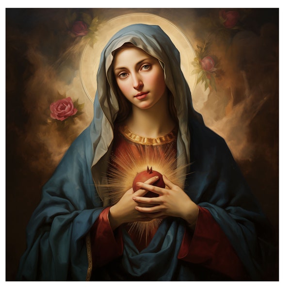 Digital Image of the Heart of Mary, best quality, 4K image, religious picture, religious icon