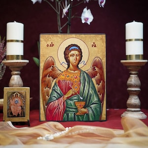Icon ARCHANGEL RAPHAEL Rafael Hand made Ikonen Icoon handmade icon, perfect present, religious picture, beautiful icon, religious icon