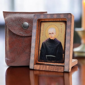 Icon travel Saint MAXIMILIAN MARIA KOLBE Hand made perfect present, religious picture, religious icon, Baptism gift, Communion gift, Patron