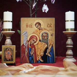 Icon HOLY FAMILY Hand made Ikonen Icoon  Ikone perfect present, religious picture, beautiful icon, religious icon, wedding gift
