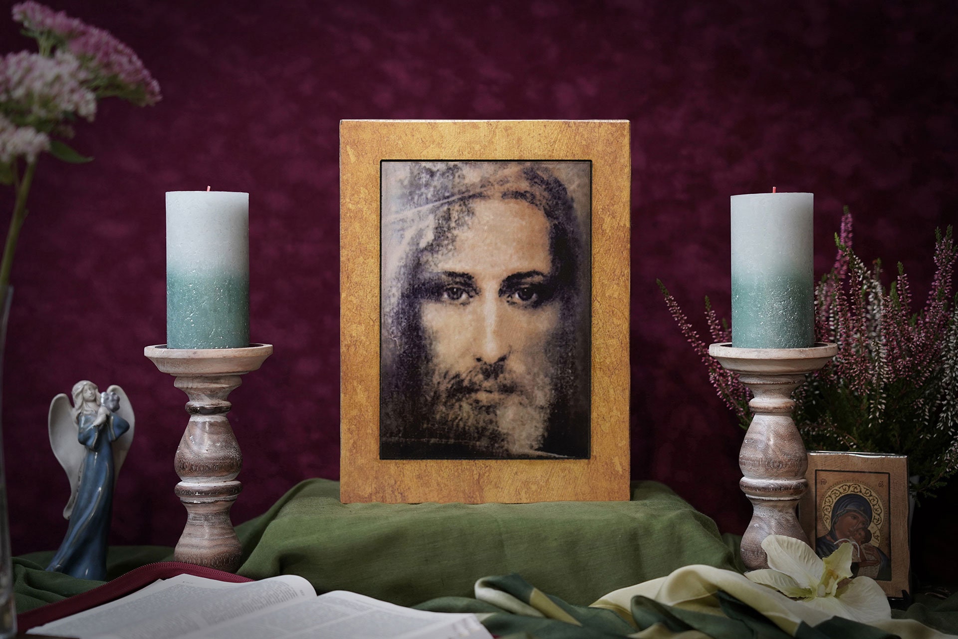 Icon JESUS CHRIST shroud of turin Hand made Ikonen Icoon perfect present religious picture, wedding gift, baptism gift, Communion gift