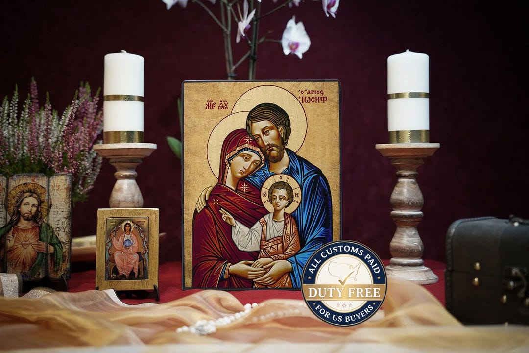 Handmade HOLY FAMILY Icon – Byzantine Religious Art, Christian Home ...