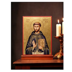 Icon Saint Dominic 6 x 8" / 15 x 20 cm handmade icon, perfect present, religious picture, beautiful icon, religious icon