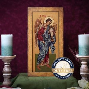 Icon Archangel Raphael Hand made perfect present, religious picture, beautiful icon, religious icon, Baptism gift