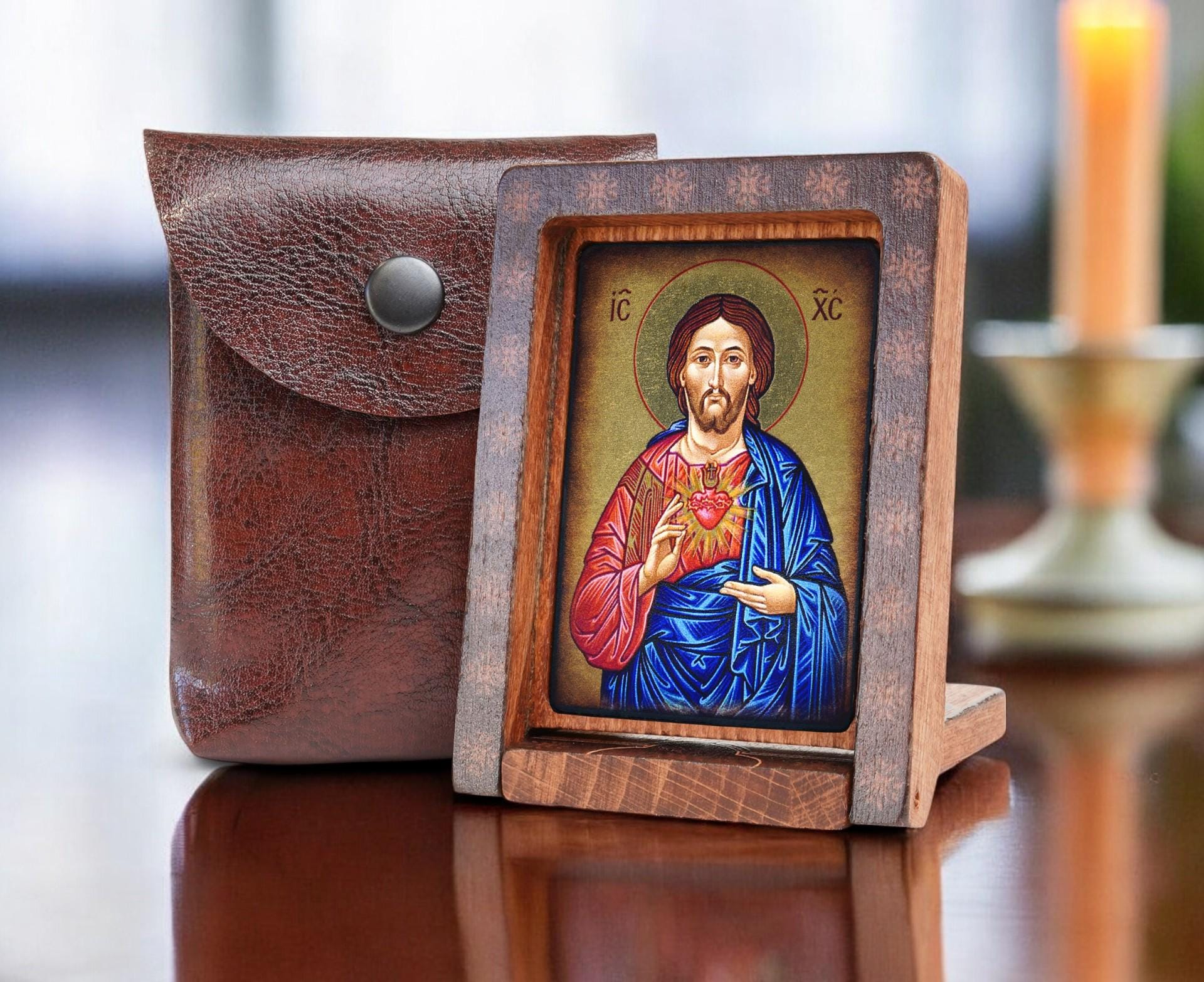 Icon travel HEART OF JESUS Hand made Ikonen Icoon Ikone, handmade icon, perfect present, religious picture, beautiful icon, religious icon