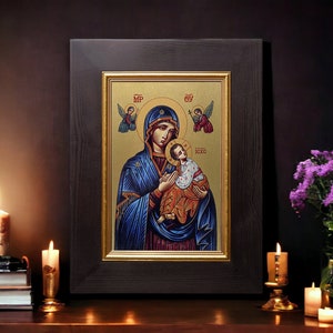 Painting Our Lady of Perpetual Help  Hand made Image Bild handmade icon, perfect present, religious picture, beautiful icon, religious icon