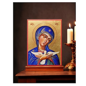 Icon Our Lady with a Spirit (Pneumatophora) 6 x 8&quot; / 15 x 20 cm Hand made Ikonen Icoon  Ikone