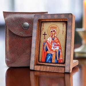 Icon travel SAINT MATILDA Hand made perfect present, religious picture, beautiful icon, religious icon, Baptism gift, Communion gift, Patron