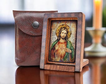 Icon travel HEART OF JESUS Hand made Ikonen Icoon Ikone, handmade icon, perfect present, religious picture, beautiful icon, religious icon