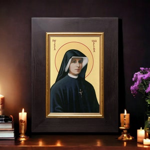 Dipinto Santa Faustina Immagine fatta a mano Bild icona fatta a mano, regalo perfetto, immagine religiosa, bella icona, icona religiosa