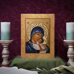 Icon HOLY MARY Hand made Ikonen Icoon  Ikone Icona handmade icon, perfect present, religious picture, beautiful icon, religious icon