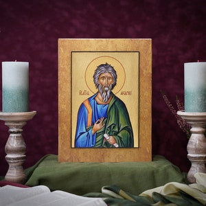 Icon Saint Andrew Hand made Ikonen Icoon  Ikone perfect present, religious picture, wedding gift, baptism gift, First Communion gift