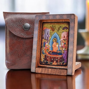 Icon travel DORMITION OF MARY Hand made Ikonen Icoon  Ikone perfect present, religious picture, beautiful icon, religious icon, wedding gift