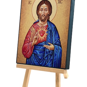 Icon Heart of Jesus Hand made Ikonen Icoon Ikone Patron handmade icon, perfect present, religious picture, beautiful icon, religious icon image 3