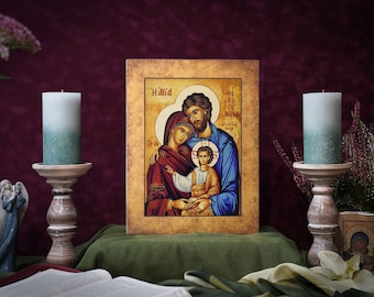 Icon HOLY FAMILY Hand made Ikonen Icoon  Ikone perfect present, religious picture, beautiful icon, religious icon, wedding gift
