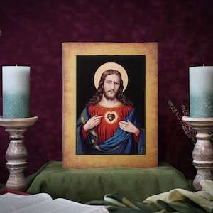 Icon Heart of Jesus made Ikonen Icoon  Ikone Patron handmade icon, perfect present, religious picture, beautiful icon, religious icon