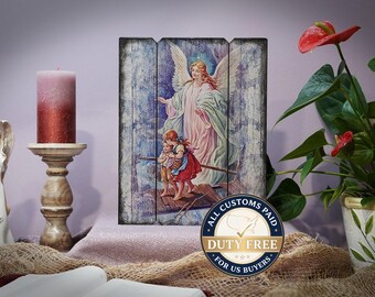 Icono del Ángel de la Guarda, regalo ortodoxo en madera