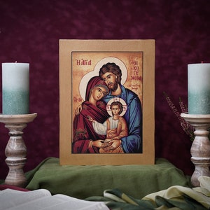 Icon HOLY FAMILY Hand made Ikonen Icoon  Ikone perfect present, religious picture, beautiful icon, religious icon, wedding gift