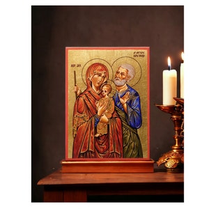 Icon Holy Family 6 x 8&quot; / 15 x 20 cm handmade icon, perfect present, religious picture, beautiful icon, religious icon