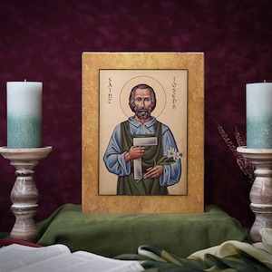Icon SAINT JOSEPH Hand made Ikonen Icoon  Ikone Patron perfect present, religious picture, wedding gift, baptism gift, Communion gift
