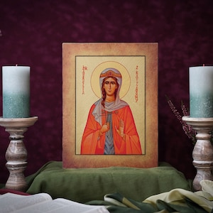 Icon Saint Aurelia Hand made Icoon  Ikone Icona perfect present, religious picture, beautiful icon, religious icon, Baptism gift