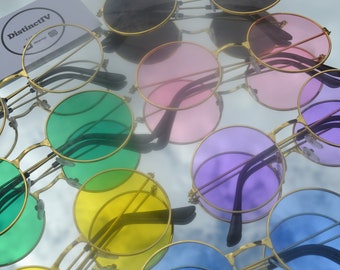 Occhiali hippie arrotondati con montatura in metallo