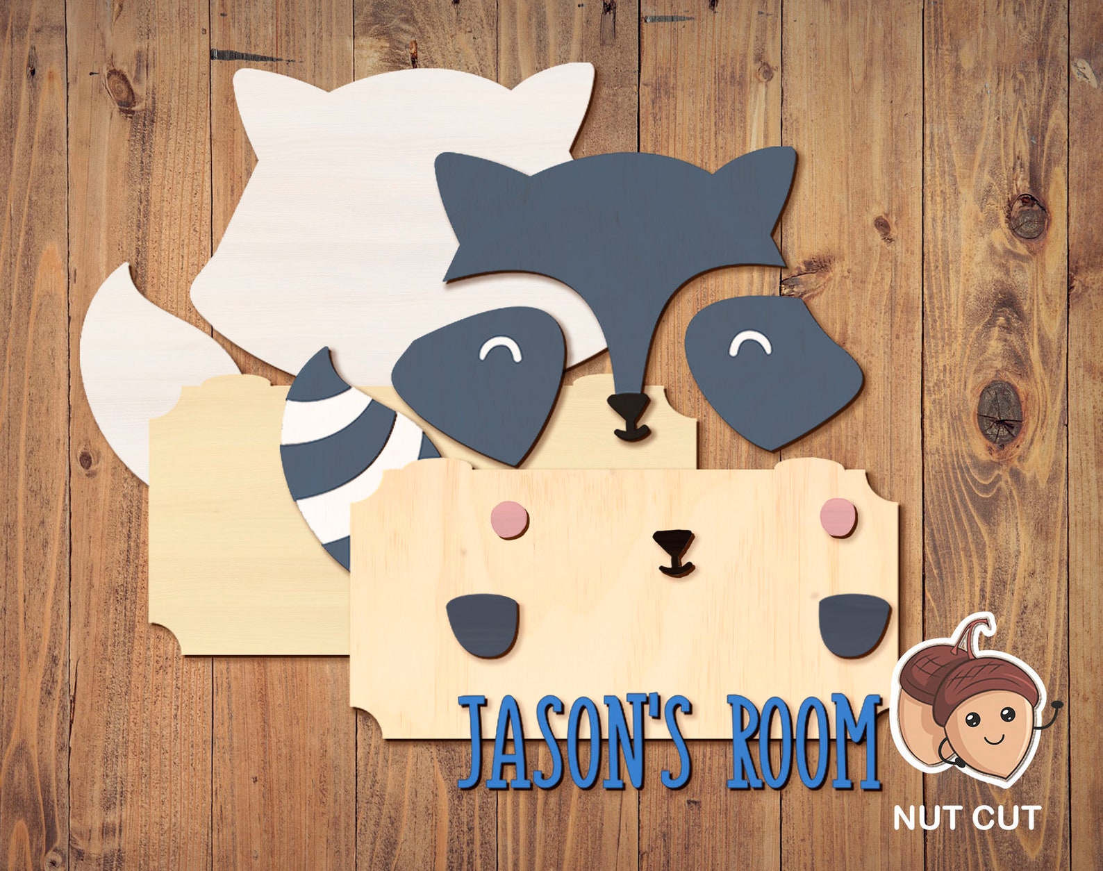 Download Nursery Name Sign SVG. Enot Raccoon. Laser cut files. Baby | Etsy