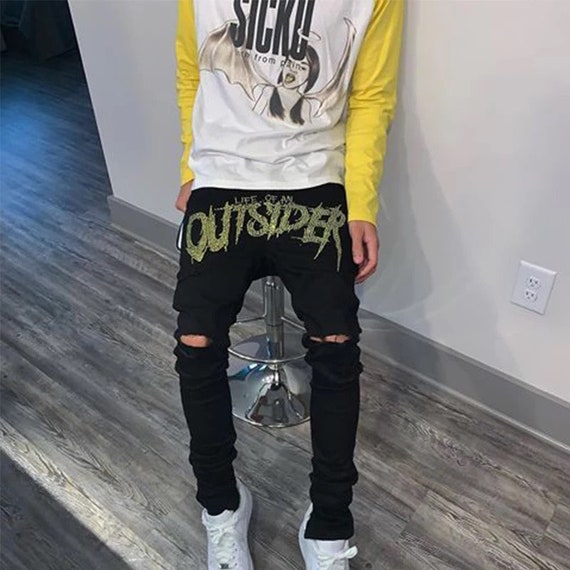 Jeans skinny strappati con diams colorati da uomo PROMO | Etsy Italia
