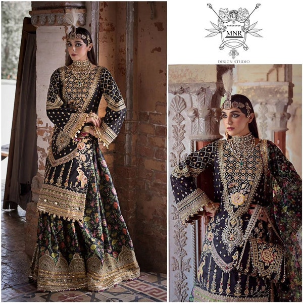 Woman Wedding Reception Dress , Woman Wedding Sharara set , Indian Woman Bridal Sharara Set , Woman Mehndi Dress , Woman Party Wear Dress