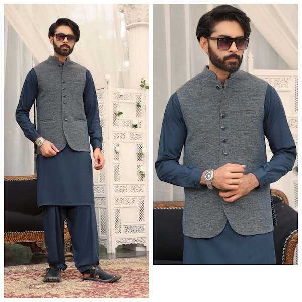 Men's Formal Waistcoat | Hand Made Pakistani Indian Men's Formal Waistcoat | Eid | Weddings | Slim Regular Fit | Sleeveless jacket