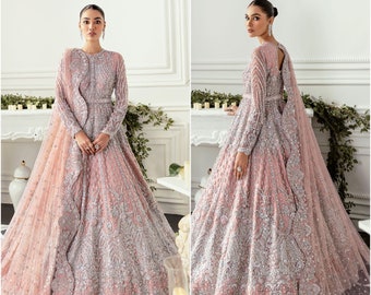 Custom Stitched Pakistani Indian Wedding Dress | Long frock maxi dress | Eid Suit Latest Salwar Kameez 2022 | Woman Bridal Lehenga Choli