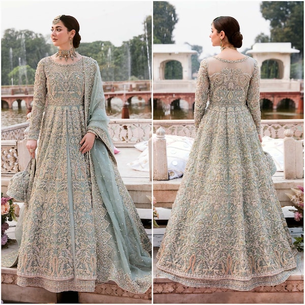 Custom Stitched Mehndi Maxi Woman Dress | Woman Bridal Lehenga Choli | Pakistani Wedding Dress | Pakistani Wedding Bridal Maxi Dress