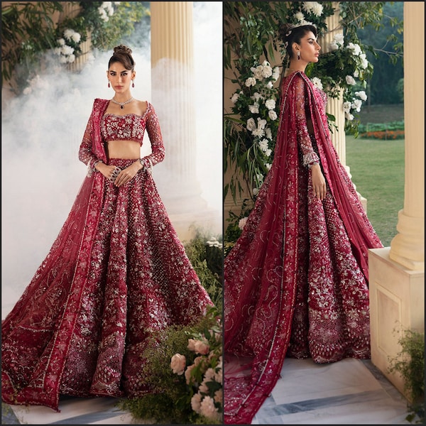 Custom Stitched Woman Bridal Lehenga | Pakistani wedding style maxi dress | Indian Woman Lehenga Choli | Bridal Mehndi Dress | Mehndi Outfit