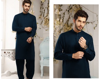 mens punjabi Dress | mens Ethnic Wear | Mens Formal Kurta| men formal kurta with shalwar | mens wedding kurta pyjama | Blue eid kurta pajama