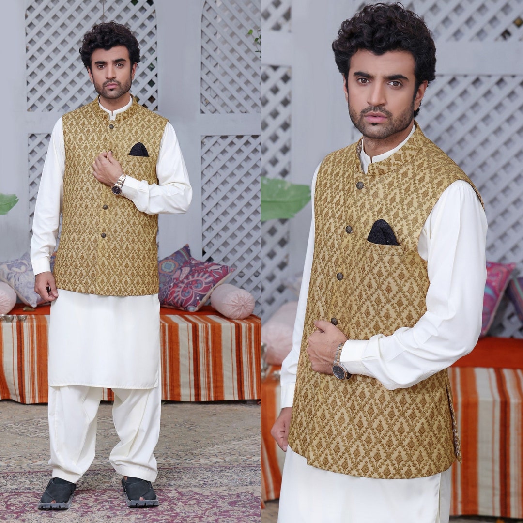 Mens Waistcoat Mens Wedding Waistcoat Pakistani Mens Etsy