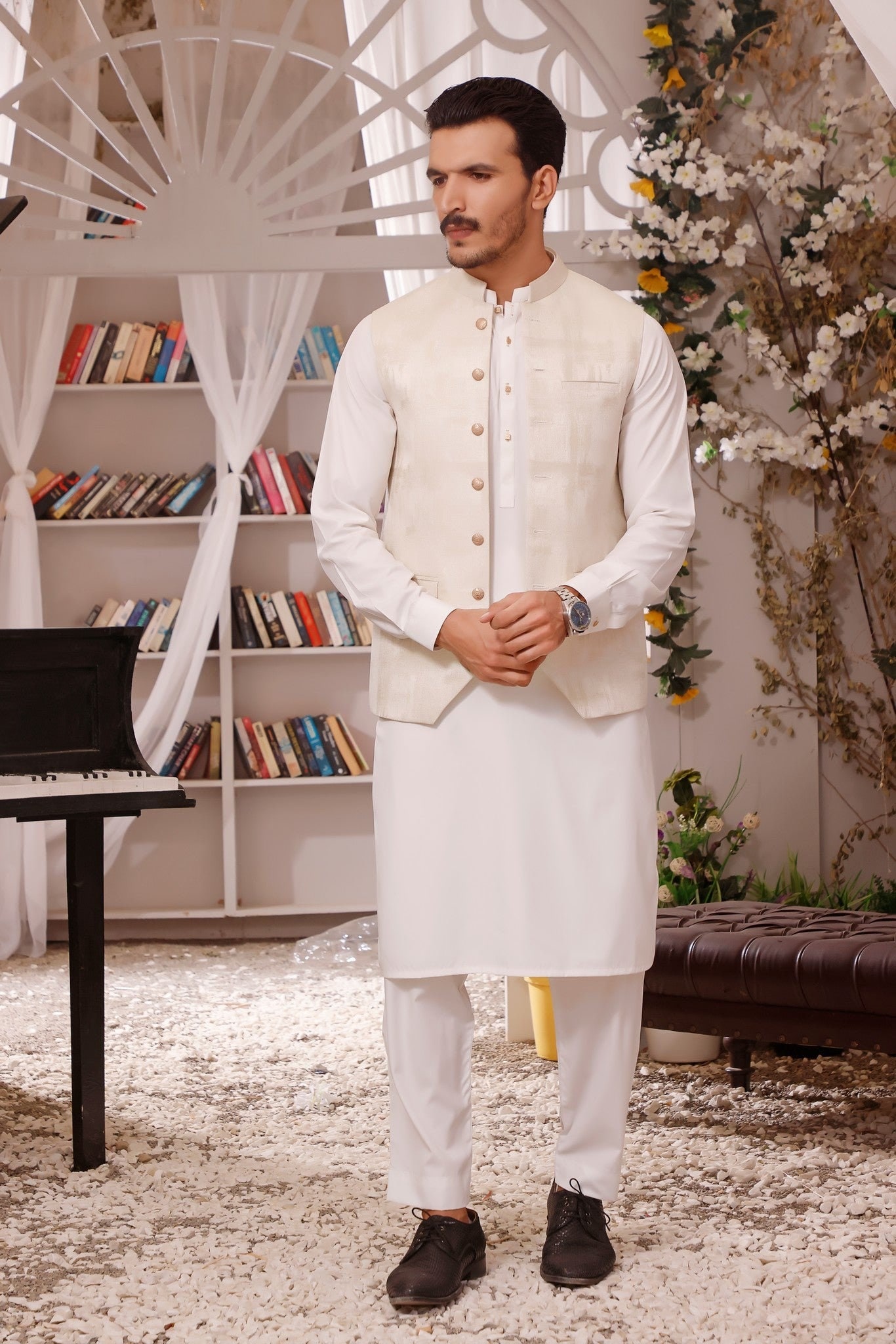 Mens Shalwar Kameez With Matching Waistcoat Mens Shalwar Etsy