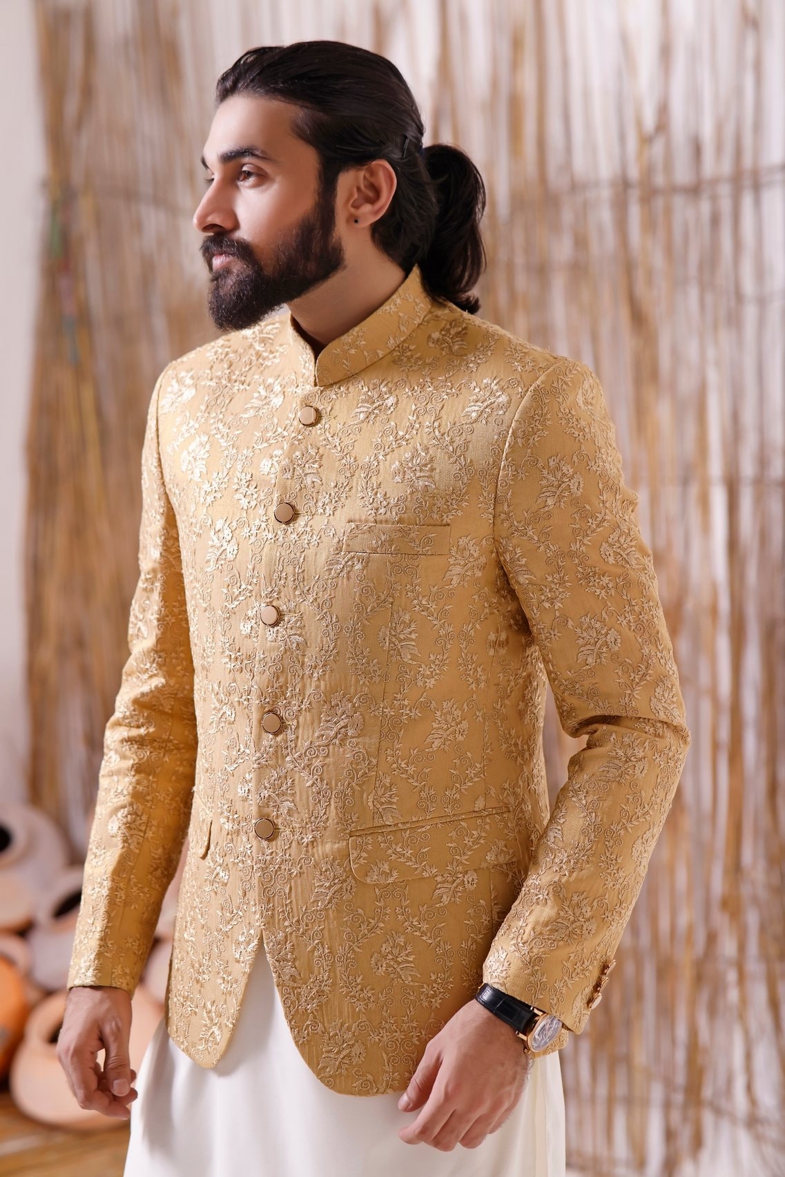 Handmade Prince Coat for Man Men Formal Prince Coat With Gold Mesuri Embroider Pakistani Indian