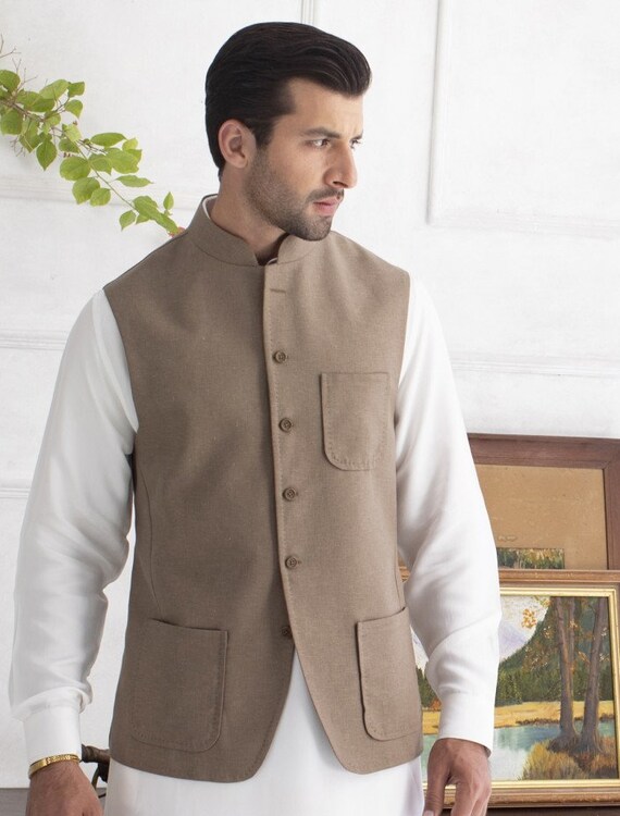 beige mens vest