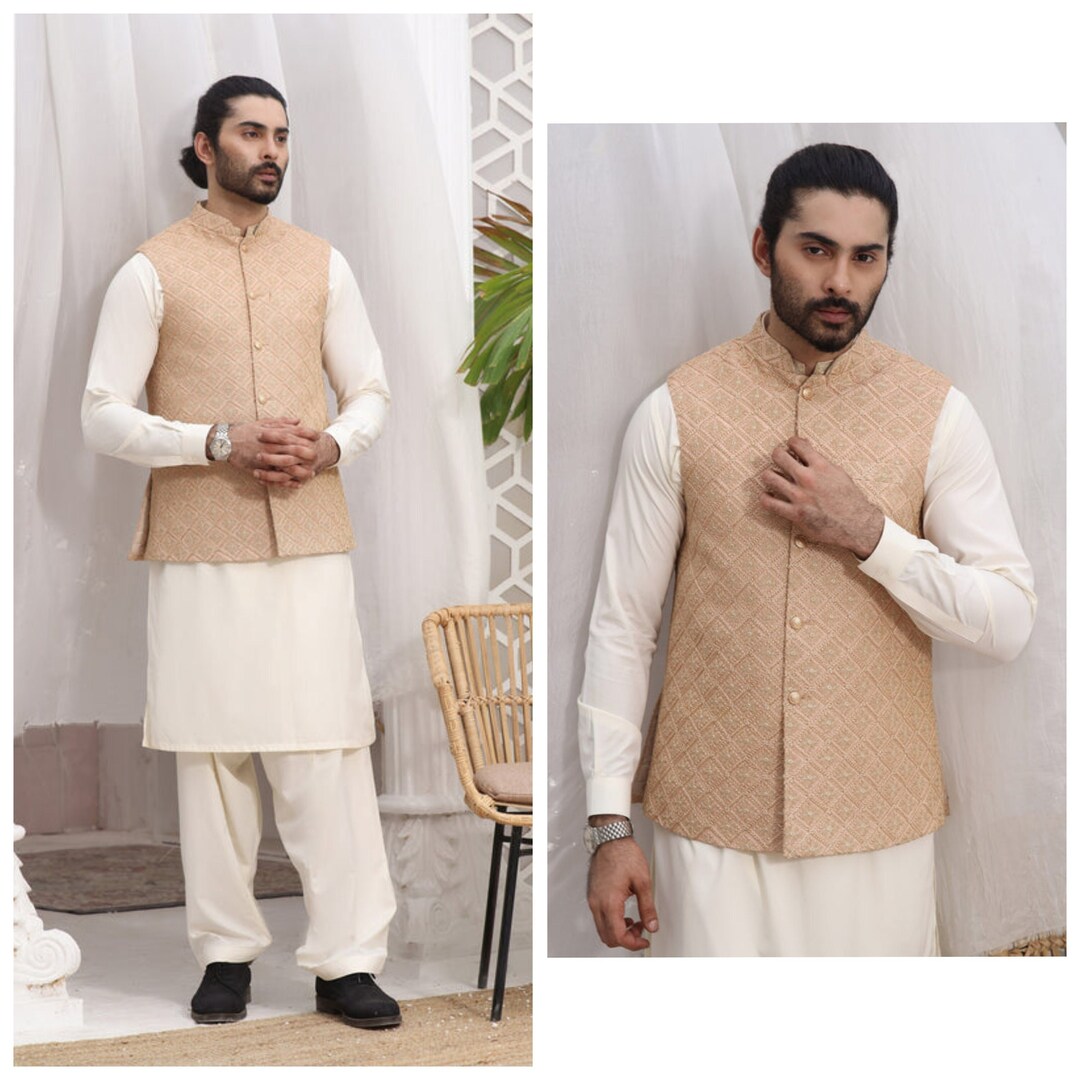 Mens Formal Mehsoori Waistcoat Pakistani Mens Waistcoat Etsy