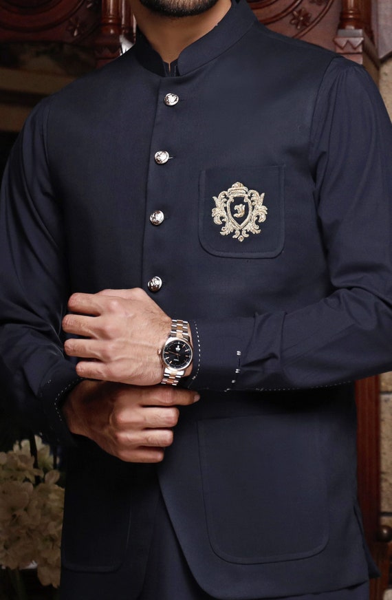 Waistcoat for shop blue kurta