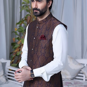 Men's Formal Waistcoat Handmade Pakistani Indian Mens Formal Waistcoat Mens Wedding Waistcoat mens mehndi waistcoat mens dress image 2