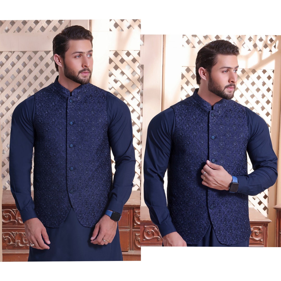 Mens Waistcoat Mens Wedding Waistcoat Pakistani Mens Etsy