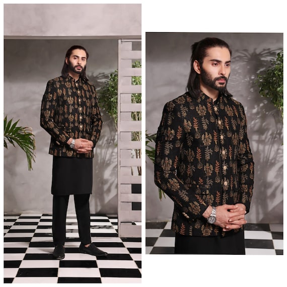 Black prince coat with kurta pajama new arrivals
