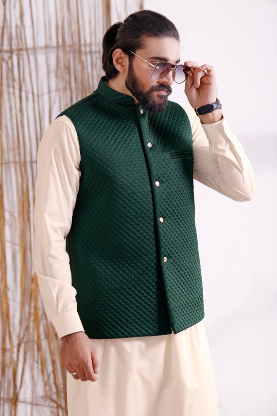 Mens Punjabi Suit With Waistcoat Mens Shalwar Kameez - Etsy New Zealand