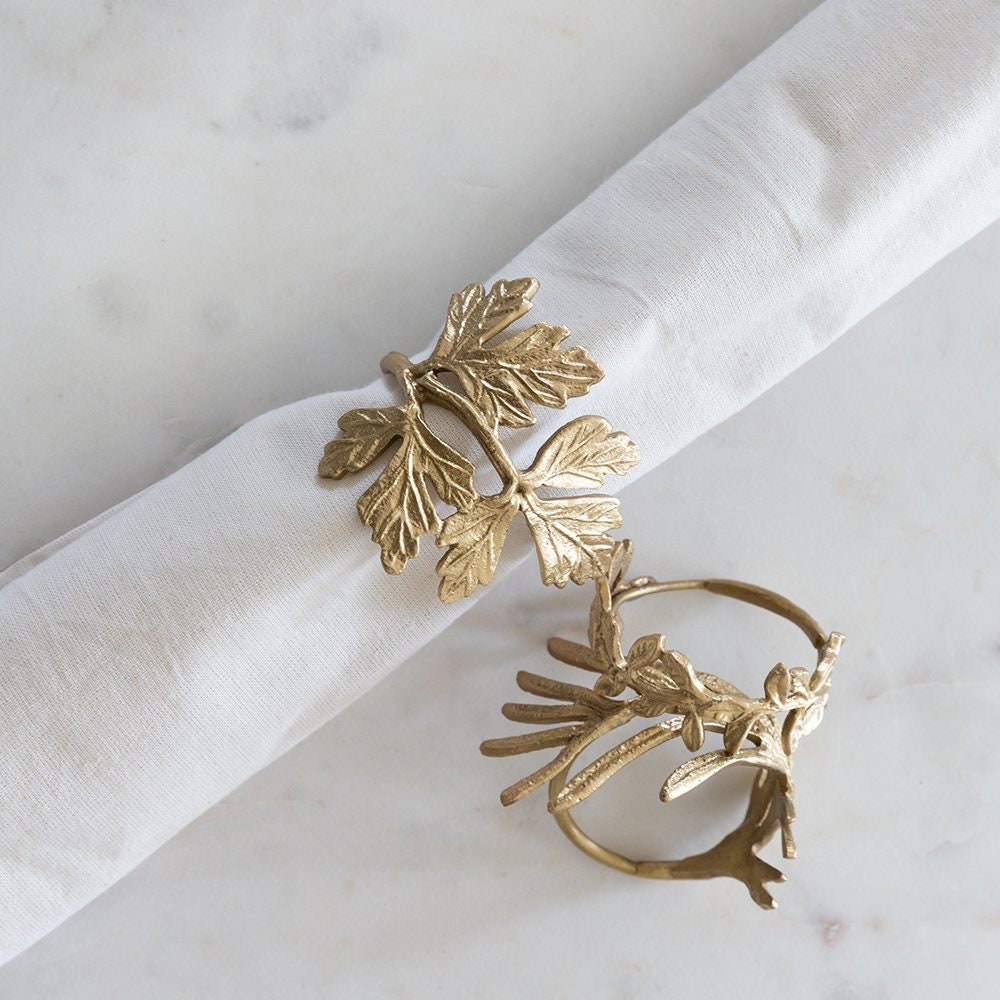 Gold leaf napkin rings best sale