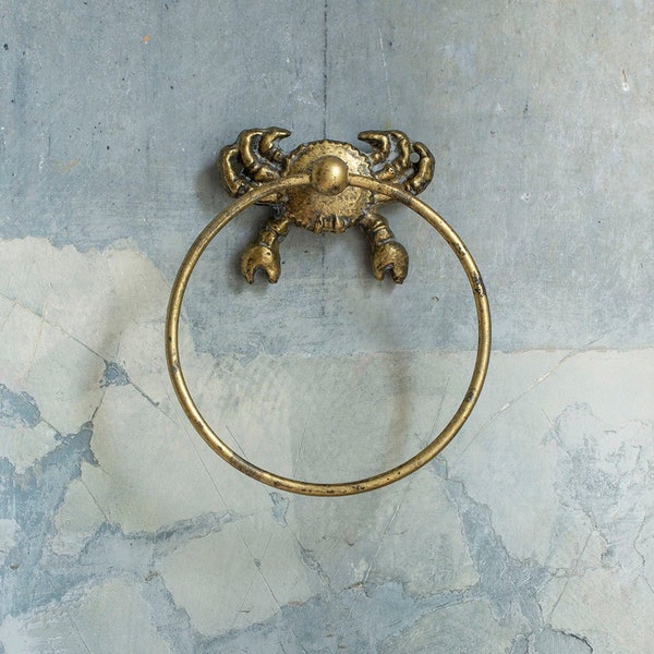 Brass Crab Towel Ring | Fun Towel Ring | Towel Hanger | Hand Towel Holder