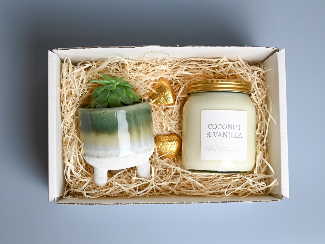 Potted Plant & Candle Gift Box Birthday Present Thinking Etsy UK